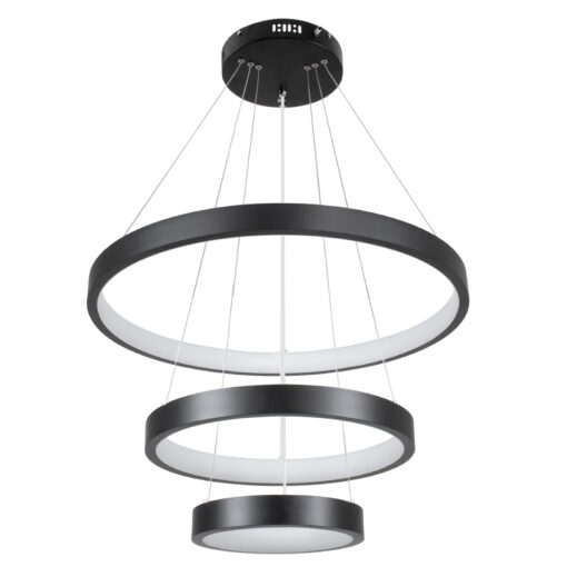 GloboStar® NEMESIS TRIO 61167 Κρεμαστό Φωτιστικό Δαχτυλίδι-Κύκλος LED CCT 100W 12123lm 360° AC 220-240V – Εναλλαγή Φωτισμού μέσω Τηλεχειριστηρίου All In One Ψυχρό 6000k+Φυσικό 4500k+Θερμό 2700k Dimmable Φ25+40+60cm – Μαύρο – 3 Years Warranty