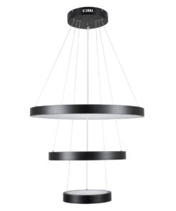 GloboStar® NEMESIS TRIO 61167 Κρεμαστό Φωτιστικό Δαχτυλίδι-Κύκλος LED CCT 100W 12123lm 360° AC 220-240V – Εναλλαγή Φωτισμού μέσω Τηλεχειριστηρίου All In One Ψυχρό 6000k+Φυσικό 4500k+Θερμό 2700k Dimmable Φ25+40+60cm – Μαύρο – 3 Years Warranty