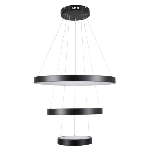 GloboStar® NEMESIS TRIO 61167 Κρεμαστό Φωτιστικό Δαχτυλίδι-Κύκλος LED CCT 100W 12123lm 360° AC 220-240V – Εναλλαγή Φωτισμού μέσω Τηλεχειριστηρίου All In One Ψυχρό 6000k+Φυσικό 4500k+Θερμό 2700k Dimmable Φ25+40+60cm – Μαύρο – 3 Years Warranty