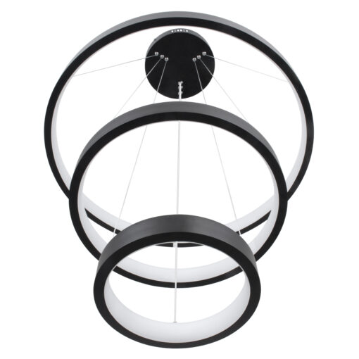 GloboStar® NEMESIS TRIO 61167 Κρεμαστό Φωτιστικό Δαχτυλίδι-Κύκλος LED CCT 100W 12123lm 360° AC 220-240V – Εναλλαγή Φωτισμού μέσω Τηλεχειριστηρίου All In One Ψυχρό 6000k+Φυσικό 4500k+Θερμό 2700k Dimmable Φ25+40+60cm – Μαύρο – 3 Years Warranty