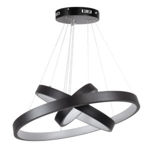 GloboStar® NEMESIS TRIO 61167 Κρεμαστό Φωτιστικό Δαχτυλίδι-Κύκλος LED CCT 100W 12123lm 360° AC 220-240V – Εναλλαγή Φωτισμού μέσω Τηλεχειριστηρίου All In One Ψυχρό 6000k+Φυσικό 4500k+Θερμό 2700k Dimmable Φ25+40+60cm – Μαύρο – 3 Years Warranty