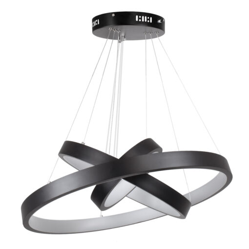 GloboStar® NEMESIS TRIO 61167 Κρεμαστό Φωτιστικό Δαχτυλίδι-Κύκλος LED CCT 100W 12123lm 360° AC 220-240V – Εναλλαγή Φωτισμού μέσω Τηλεχειριστηρίου All In One Ψυχρό 6000k+Φυσικό 4500k+Θερμό 2700k Dimmable Φ25+40+60cm – Μαύρο – 3 Years Warranty