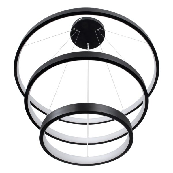 GloboStar® NEMESIS TRIO 61170 Κρεμαστό Φωτιστικό Δαχτυλίδι-Κύκλος LED CCT 120W 14723lm 360° AC 220-240V – Εναλλαγή Φωτισμού μέσω Τηλεχειριστηρίου All In One Ψυχρό 6000k+Φυσικό 4500k+Θερμό 2700k Dimmable Φ40+60+80cm – Μαύρο – 3 Years Warranty