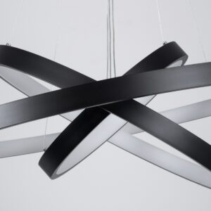 GloboStar® NEMESIS TRIO 61170 Κρεμαστό Φωτιστικό Δαχτυλίδι-Κύκλος LED CCT 120W 14723lm 360° AC 220-240V – Εναλλαγή Φωτισμού μέσω Τηλεχειριστηρίου All In One Ψυχρό 6000k+Φυσικό 4500k+Θερμό 2700k Dimmable Φ40+60+80cm – Μαύρο – 3 Years Warranty