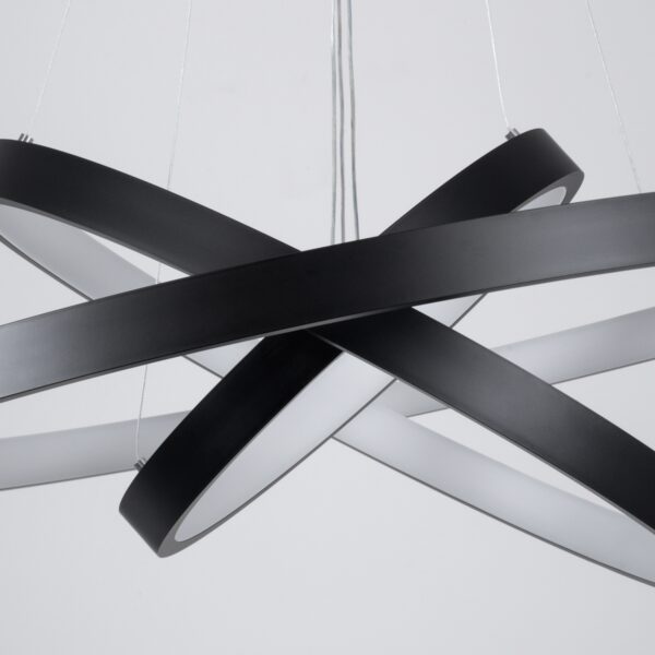 GloboStar® NEMESIS TRIO 61170 Κρεμαστό Φωτιστικό Δαχτυλίδι-Κύκλος LED CCT 120W 14723lm 360° AC 220-240V – Εναλλαγή Φωτισμού μέσω Τηλεχειριστηρίου All In One Ψυχρό 6000k+Φυσικό 4500k+Θερμό 2700k Dimmable Φ40+60+80cm – Μαύρο – 3 Years Warranty