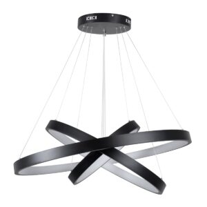 GloboStar® NEMESIS TRIO 61170 Κρεμαστό Φωτιστικό Δαχτυλίδι-Κύκλος LED CCT 120W 14723lm 360° AC 220-240V – Εναλλαγή Φωτισμού μέσω Τηλεχειριστηρίου All In One Ψυχρό 6000k+Φυσικό 4500k+Θερμό 2700k Dimmable Φ40+60+80cm – Μαύρο – 3 Years Warranty