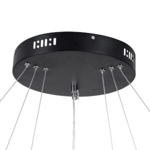 GloboStar® NEMESIS TRIO 61170 Κρεμαστό Φωτιστικό Δαχτυλίδι-Κύκλος LED CCT 120W 14723lm 360° AC 220-240V – Εναλλαγή Φωτισμού μέσω Τηλεχειριστηρίου All In One Ψυχρό 6000k+Φυσικό 4500k+Θερμό 2700k Dimmable Φ40+60+80cm – Μαύρο – 3 Years Warranty
