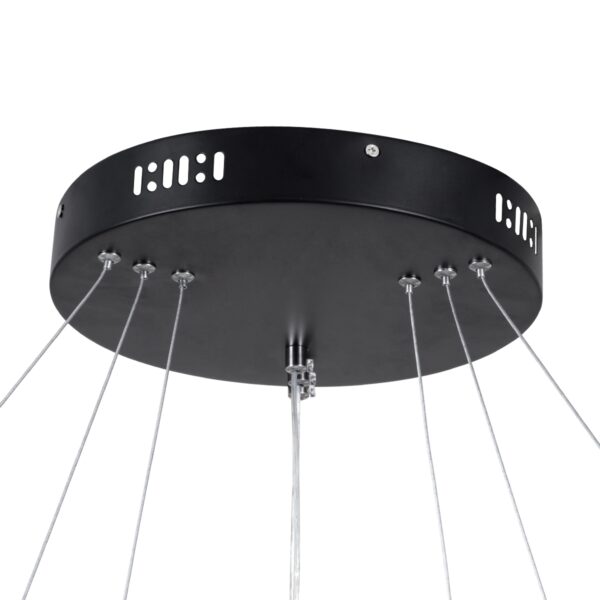 GloboStar® NEMESIS TRIO 61170 Κρεμαστό Φωτιστικό Δαχτυλίδι-Κύκλος LED CCT 120W 14723lm 360° AC 220-240V – Εναλλαγή Φωτισμού μέσω Τηλεχειριστηρίου All In One Ψυχρό 6000k+Φυσικό 4500k+Θερμό 2700k Dimmable Φ40+60+80cm – Μαύρο – 3 Years Warranty