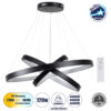 GloboStar® NEMESIS TRIO 61170-DECO Κρεμαστό Φωτιστικό Δαχτυλίδι-Κύκλος LED CCT 120W 14723lm 360° AC 220-240V – Εναλλαγή Φωτισμού μέσω Τηλεχειριστηρίου All In One Ψυχρό 6000k+Φυσικό 4500k+Θερμό 2700k Dimmable Φ40+60+80cm – Μαύρο – 3 Years Warranty