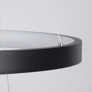 GloboStar® NEMESIS TRIO 61170-DECO Κρεμαστό Φωτιστικό Δαχτυλίδι-Κύκλος LED CCT 120W 14723lm 360° AC 220-240V – Εναλλαγή Φωτισμού μέσω Τηλεχειριστηρίου All In One Ψυχρό 6000k+Φυσικό 4500k+Θερμό 2700k Dimmable Φ40+60+80cm – Μαύρο – 3 Years Warranty