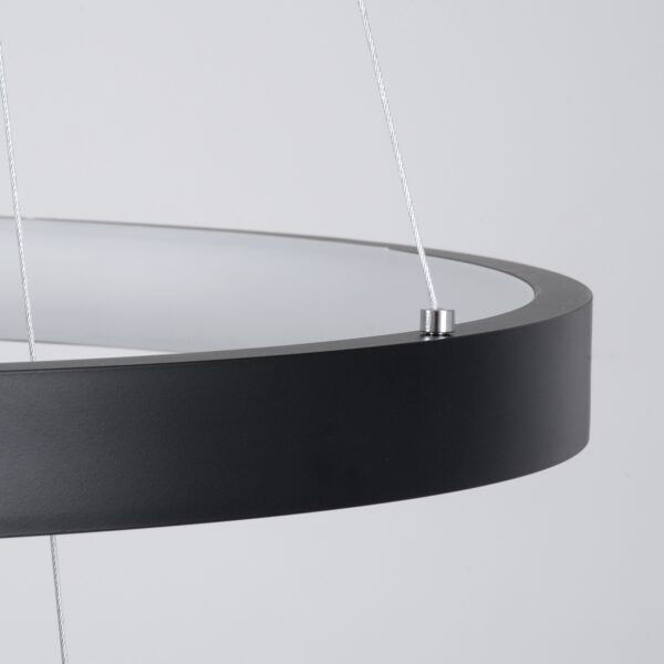 GloboStar® NEMESIS TRIO 61170-DECO Κρεμαστό Φωτιστικό Δαχτυλίδι-Κύκλος LED CCT 120W 14723lm 360° AC 220-240V – Εναλλαγή Φωτισμού μέσω Τηλεχειριστηρίου All In One Ψυχρό 6000k+Φυσικό 4500k+Θερμό 2700k Dimmable Φ40+60+80cm – Μαύρο – 3 Years Warranty