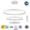 GloboStar® NEMESIS TRIO 61171 Κρεμαστό Φωτιστικό Δαχτυλίδι-Κύκλος LED CCT 120W 14723lm 360° AC 220-240V – Εναλλαγή Φωτισμού μέσω Τηλεχειριστηρίου All In One Ψυχρό 6000k+Φυσικό 4500k+Θερμό 2700k Dimmable Φ40+60+80cm – Λευκό – 3 Years Warranty