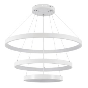 GloboStar® NEMESIS TRIO 61171 Κρεμαστό Φωτιστικό Δαχτυλίδι-Κύκλος LED CCT 120W 14723lm 360° AC 220-240V – Εναλλαγή Φωτισμού μέσω Τηλεχειριστηρίου All In One Ψυχρό 6000k+Φυσικό 4500k+Θερμό 2700k Dimmable Φ40+60+80cm – Λευκό – 3 Years Warranty