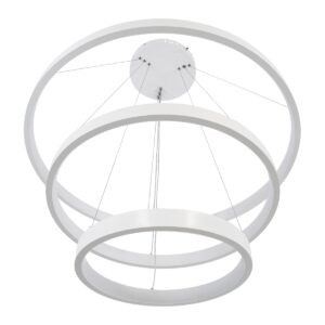 GloboStar® NEMESIS TRIO 61171 Κρεμαστό Φωτιστικό Δαχτυλίδι-Κύκλος LED CCT 120W 14723lm 360° AC 220-240V – Εναλλαγή Φωτισμού μέσω Τηλεχειριστηρίου All In One Ψυχρό 6000k+Φυσικό 4500k+Θερμό 2700k Dimmable Φ40+60+80cm – Λευκό – 3 Years Warranty