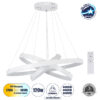 GloboStar® NEMESIS TRIO 61171-DECO Κρεμαστό Φωτιστικό Δαχτυλίδι-Κύκλος LED CCT 120W 14723lm 360° AC 220-240V – Εναλλαγή Φωτισμού μέσω Τηλεχειριστηρίου All In One Ψυχρό 6000k+Φυσικό 4500k+Θερμό 2700k Dimmable Φ40+60+80cm – Λευκό – 3 Years Warranty