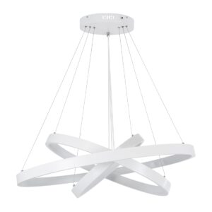 GloboStar® NEMESIS TRIO 61171-DECO Κρεμαστό Φωτιστικό Δαχτυλίδι-Κύκλος LED CCT 120W 14723lm 360° AC 220-240V – Εναλλαγή Φωτισμού μέσω Τηλεχειριστηρίου All In One Ψυχρό 6000k+Φυσικό 4500k+Θερμό 2700k Dimmable Φ40+60+80cm – Λευκό – 3 Years Warranty