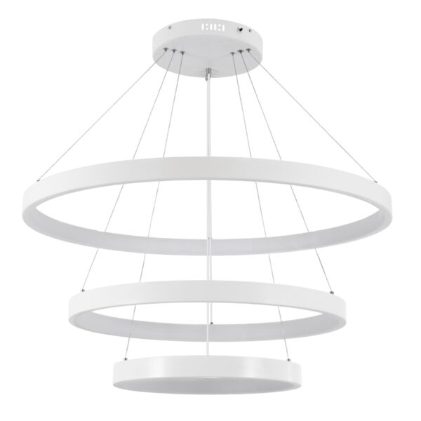 GloboStar® NEMESIS TRIO 61171-DECO Κρεμαστό Φωτιστικό Δαχτυλίδι-Κύκλος LED CCT 120W 14723lm 360° AC 220-240V – Εναλλαγή Φωτισμού μέσω Τηλεχειριστηρίου All In One Ψυχρό 6000k+Φυσικό 4500k+Θερμό 2700k Dimmable Φ40+60+80cm – Λευκό – 3 Years Warranty