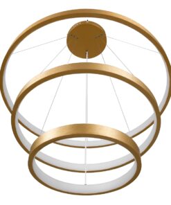 GloboStar® NEMESIS TRIO 61172 Κρεμαστό Φωτιστικό Δαχτυλίδι-Κύκλος LED CCT 120W 14723lm 360° AC 220-240V – Εναλλαγή Φωτισμού μέσω Τηλεχειριστηρίου All In One Ψυχρό 6000k+Φυσικό 4500k+Θερμό 2700k Dimmable Φ40+60+80cm – Χρυσό Βούρτσας – 3 Years Warranty