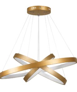 GloboStar® NEMESIS TRIO 61172 Κρεμαστό Φωτιστικό Δαχτυλίδι-Κύκλος LED CCT 120W 14723lm 360° AC 220-240V – Εναλλαγή Φωτισμού μέσω Τηλεχειριστηρίου All In One Ψυχρό 6000k+Φυσικό 4500k+Θερμό 2700k Dimmable Φ40+60+80cm – Χρυσό Βούρτσας – 3 Years Warranty