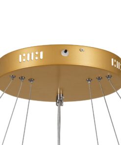 GloboStar® NEMESIS TRIO 61172 Κρεμαστό Φωτιστικό Δαχτυλίδι-Κύκλος LED CCT 120W 14723lm 360° AC 220-240V – Εναλλαγή Φωτισμού μέσω Τηλεχειριστηρίου All In One Ψυχρό 6000k+Φυσικό 4500k+Θερμό 2700k Dimmable Φ40+60+80cm – Χρυσό Βούρτσας – 3 Years Warranty
