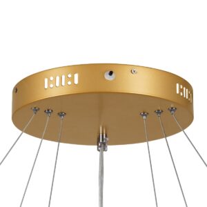 GloboStar® NEMESIS TRIO 61172 Κρεμαστό Φωτιστικό Δαχτυλίδι-Κύκλος LED CCT 120W 14723lm 360° AC 220-240V – Εναλλαγή Φωτισμού μέσω Τηλεχειριστηρίου All In One Ψυχρό 6000k+Φυσικό 4500k+Θερμό 2700k Dimmable Φ40+60+80cm – Χρυσό Βούρτσας – 3 Years Warranty