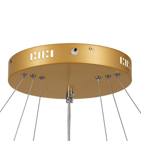 GloboStar® NEMESIS TRIO 61172 Κρεμαστό Φωτιστικό Δαχτυλίδι-Κύκλος LED CCT 120W 14723lm 360° AC 220-240V – Εναλλαγή Φωτισμού μέσω Τηλεχειριστηρίου All In One Ψυχρό 6000k+Φυσικό 4500k+Θερμό 2700k Dimmable Φ40+60+80cm – Χρυσό Βούρτσας – 3 Years Warranty