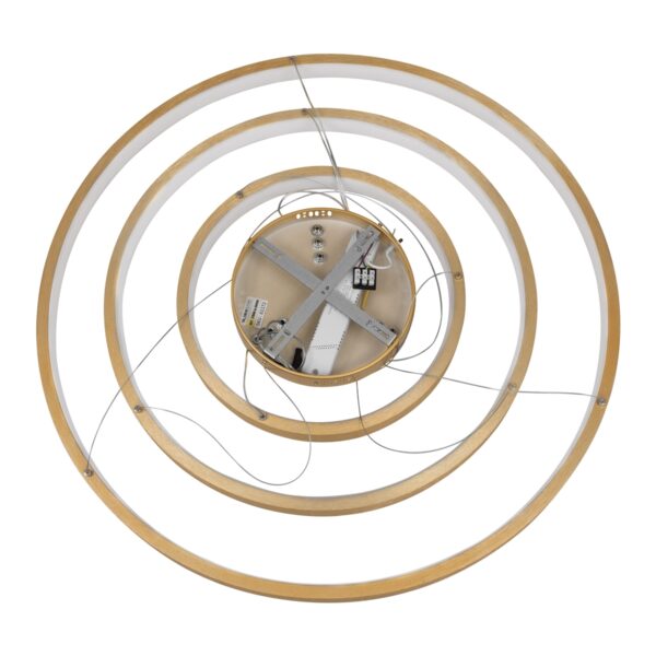GloboStar® NEMESIS TRIO 61172 Κρεμαστό Φωτιστικό Δαχτυλίδι-Κύκλος LED CCT 120W 14723lm 360° AC 220-240V – Εναλλαγή Φωτισμού μέσω Τηλεχειριστηρίου All In One Ψυχρό 6000k+Φυσικό 4500k+Θερμό 2700k Dimmable Φ40+60+80cm – Χρυσό Βούρτσας – 3 Years Warranty
