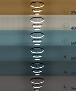 GloboStar® NEMESIS TRIO 61172 Κρεμαστό Φωτιστικό Δαχτυλίδι-Κύκλος LED CCT 120W 14723lm 360° AC 220-240V – Εναλλαγή Φωτισμού μέσω Τηλεχειριστηρίου All In One Ψυχρό 6000k+Φυσικό 4500k+Θερμό 2700k Dimmable Φ40+60+80cm – Χρυσό Βούρτσας – 3 Years Warranty