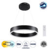 GloboStar® VENOM 61173 Κρεμαστό Φωτιστικό Δαχτυλίδι-Κύκλος LED CCT 30W 3513lm 120° AC 220-240V – Εναλλαγή Φωτισμού μέσω Τηλεχειριστηρίου All In One Ψυχρό 6000K+Φυσικό 4500K+Θερμό 2700K Dimmable Φ40cm – Μαύρο – 3 Years Warranty