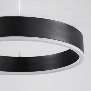 GloboStar® VENOM 61173 Κρεμαστό Φωτιστικό Δαχτυλίδι-Κύκλος LED CCT 30W 3513lm 120° AC 220-240V – Εναλλαγή Φωτισμού μέσω Τηλεχειριστηρίου All In One Ψυχρό 6000K+Φυσικό 4500K+Θερμό 2700K Dimmable Φ40cm – Μαύρο – 3 Years Warranty
