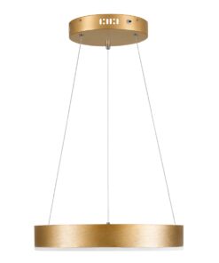 GloboStar® VENOM 61175 Κρεμαστό Φωτιστικό Δαχτυλίδι-Κύκλος LED CCT 30W 3513lm 120° AC 220-240V – Εναλλαγή Φωτισμού μέσω Τηλεχειριστηρίου All In One Ψυχρό 6000K+Φυσικό 4500K+Θερμό 2700K Dimmable Φ40cm – Χρυσό Βούρτσας – 3 Years Warranty