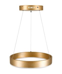 GloboStar® VENOM 61175 Κρεμαστό Φωτιστικό Δαχτυλίδι-Κύκλος LED CCT 30W 3513lm 120° AC 220-240V – Εναλλαγή Φωτισμού μέσω Τηλεχειριστηρίου All In One Ψυχρό 6000K+Φυσικό 4500K+Θερμό 2700K Dimmable Φ40cm – Χρυσό Βούρτσας – 3 Years Warranty