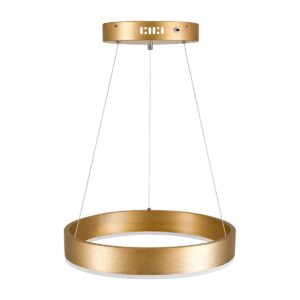 GloboStar® VENOM 61175 Κρεμαστό Φωτιστικό Δαχτυλίδι-Κύκλος LED CCT 30W 3513lm 120° AC 220-240V – Εναλλαγή Φωτισμού μέσω Τηλεχειριστηρίου All In One Ψυχρό 6000K+Φυσικό 4500K+Θερμό 2700K Dimmable Φ40cm – Χρυσό Βούρτσας – 3 Years Warranty