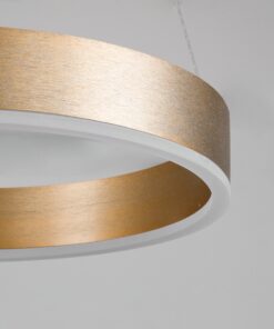 GloboStar® VENOM 61175 Κρεμαστό Φωτιστικό Δαχτυλίδι-Κύκλος LED CCT 30W 3513lm 120° AC 220-240V – Εναλλαγή Φωτισμού μέσω Τηλεχειριστηρίου All In One Ψυχρό 6000K+Φυσικό 4500K+Θερμό 2700K Dimmable Φ40cm – Χρυσό Βούρτσας – 3 Years Warranty