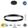 GloboStar® VENOM 61176 Κρεμαστό Φωτιστικό Δαχτυλίδι-Κύκλος LED CCT 45W 5269lm 120° AC 220-240V – Εναλλαγή Φωτισμού μέσω Τηλεχειριστηρίου All In One Ψυχρό 6000K+Φυσικό 4500K+Θερμό 2700K Dimmable Φ60cm – Μαύρο – 3 Years Warranty