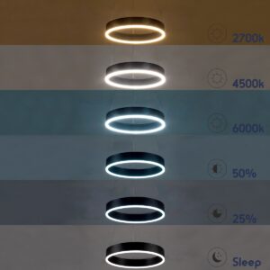 GloboStar® VENOM 61176 Κρεμαστό Φωτιστικό Δαχτυλίδι-Κύκλος LED CCT 45W 5269lm 120° AC 220-240V – Εναλλαγή Φωτισμού μέσω Τηλεχειριστηρίου All In One Ψυχρό 6000K+Φυσικό 4500K+Θερμό 2700K Dimmable Φ60cm – Μαύρο – 3 Years Warranty