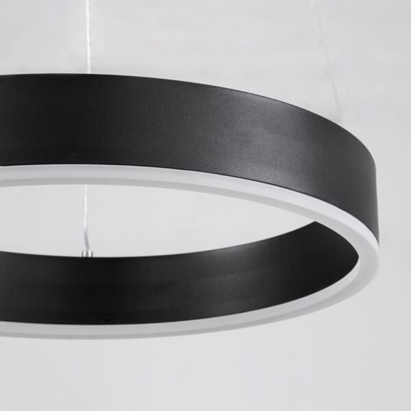 GloboStar® VENOM 61176 Κρεμαστό Φωτιστικό Δαχτυλίδι-Κύκλος LED CCT 45W 5269lm 120° AC 220-240V – Εναλλαγή Φωτισμού μέσω Τηλεχειριστηρίου All In One Ψυχρό 6000K+Φυσικό 4500K+Θερμό 2700K Dimmable Φ60cm – Μαύρο – 3 Years Warranty