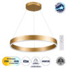 GloboStar® VENOM 61178 Κρεμαστό Φωτιστικό Δαχτυλίδι-Κύκλος LED CCT 45W 5269lm 120° AC 220-240V – Εναλλαγή Φωτισμού μέσω Τηλεχειριστηρίου All In One Ψυχρό 6000K+Φυσικό 4500K+Θερμό 2700K Dimmable Φ60cm – Χρυσό Βούρτσας – 3 Years Warranty