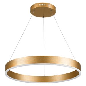 GloboStar® VENOM 61178 Κρεμαστό Φωτιστικό Δαχτυλίδι-Κύκλος LED CCT 45W 5269lm 120° AC 220-240V – Εναλλαγή Φωτισμού μέσω Τηλεχειριστηρίου All In One Ψυχρό 6000K+Φυσικό 4500K+Θερμό 2700K Dimmable Φ60cm – Χρυσό Βούρτσας – 3 Years Warranty