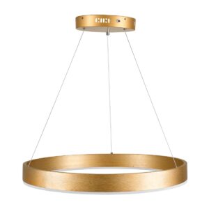 GloboStar® VENOM 61178 Κρεμαστό Φωτιστικό Δαχτυλίδι-Κύκλος LED CCT 45W 5269lm 120° AC 220-240V – Εναλλαγή Φωτισμού μέσω Τηλεχειριστηρίου All In One Ψυχρό 6000K+Φυσικό 4500K+Θερμό 2700K Dimmable Φ60cm – Χρυσό Βούρτσας – 3 Years Warranty