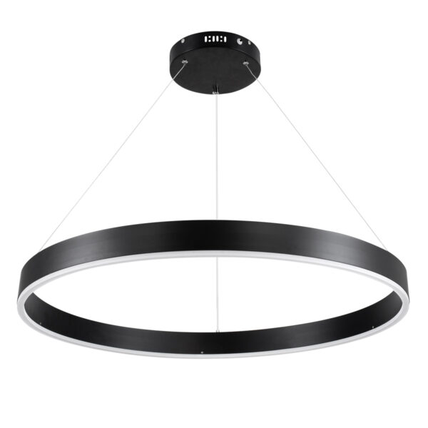 GloboStar® VENOM 61179 Κρεμαστό Φωτιστικό Δαχτυλίδι-Κύκλος LED CCT 67W 7863lm 120° AC 220-240V – Εναλλαγή Φωτισμού μέσω Τηλεχειριστηρίου All In One Ψυχρό 6000K+Φυσικό 4500K+Θερμό 2700K Dimmable Φ80cm – Μαύρο – 3 Years Warranty