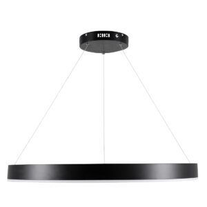 GloboStar® VENOM 61179 Κρεμαστό Φωτιστικό Δαχτυλίδι-Κύκλος LED CCT 67W 7863lm 120° AC 220-240V – Εναλλαγή Φωτισμού μέσω Τηλεχειριστηρίου All In One Ψυχρό 6000K+Φυσικό 4500K+Θερμό 2700K Dimmable Φ80cm – Μαύρο – 3 Years Warranty