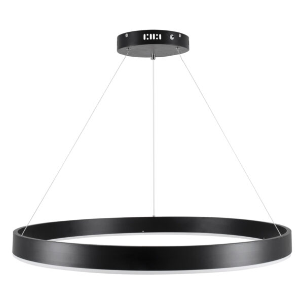 GloboStar® VENOM 61179 Κρεμαστό Φωτιστικό Δαχτυλίδι-Κύκλος LED CCT 67W 7863lm 120° AC 220-240V – Εναλλαγή Φωτισμού μέσω Τηλεχειριστηρίου All In One Ψυχρό 6000K+Φυσικό 4500K+Θερμό 2700K Dimmable Φ80cm – Μαύρο – 3 Years Warranty