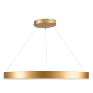 GloboStar® VENOM 61181 Κρεμαστό Φωτιστικό Δαχτυλίδι-Κύκλος LED CCT 67W 7863lm 120° AC 220-240V – Εναλλαγή Φωτισμού μέσω Τηλεχειριστηρίου All In One Ψυχρό 6000K+Φυσικό 4500K+Θερμό 2700K Dimmable Φ80cm – Χρυσό Βούρτσας – 3 Years Warranty