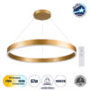 GloboStar® VENOM 61181 Κρεμαστό Φωτιστικό Δαχτυλίδι-Κύκλος LED CCT 67W 7863lm 120° AC 220-240V – Εναλλαγή Φωτισμού μέσω Τηλεχειριστηρίου All In One Ψυχρό 6000K+Φυσικό 4500K+Θερμό 2700K Dimmable Φ80cm – Χρυσό Βούρτσας – 3 Years Warranty