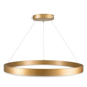 GloboStar® VENOM 61181 Κρεμαστό Φωτιστικό Δαχτυλίδι-Κύκλος LED CCT 67W 7863lm 120° AC 220-240V – Εναλλαγή Φωτισμού μέσω Τηλεχειριστηρίου All In One Ψυχρό 6000K+Φυσικό 4500K+Θερμό 2700K Dimmable Φ80cm – Χρυσό Βούρτσας – 3 Years Warranty