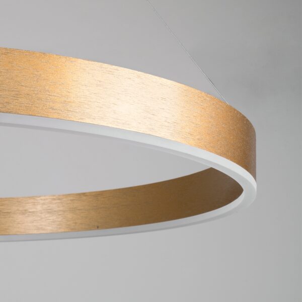 GloboStar® VENOM 61181 Κρεμαστό Φωτιστικό Δαχτυλίδι-Κύκλος LED CCT 67W 7863lm 120° AC 220-240V – Εναλλαγή Φωτισμού μέσω Τηλεχειριστηρίου All In One Ψυχρό 6000K+Φυσικό 4500K+Θερμό 2700K Dimmable Φ80cm – Χρυσό Βούρτσας – 3 Years Warranty