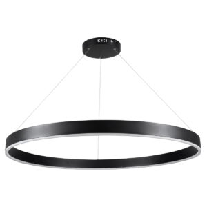 GloboStar® VENOM 61182 Κρεμαστό Φωτιστικό Δαχτυλίδι-Κύκλος LED CCT 75W 8818lm 120° AC 220-240V – Εναλλαγή Φωτισμού μέσω Τηλεχειριστηρίου All In One Ψυχρό 6000K+Φυσικό 4500K+Θερμό 2700K Dimmable Φ100cm – Μαύρο – 3 Years Warranty