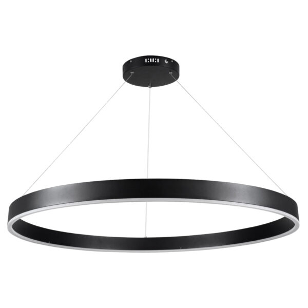 GloboStar® VENOM 61182 Κρεμαστό Φωτιστικό Δαχτυλίδι-Κύκλος LED CCT 75W 8818lm 120° AC 220-240V – Εναλλαγή Φωτισμού μέσω Τηλεχειριστηρίου All In One Ψυχρό 6000K+Φυσικό 4500K+Θερμό 2700K Dimmable Φ100cm – Μαύρο – 3 Years Warranty