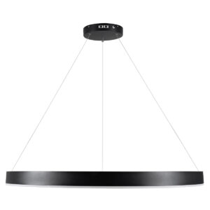 GloboStar® VENOM 61182 Κρεμαστό Φωτιστικό Δαχτυλίδι-Κύκλος LED CCT 75W 8818lm 120° AC 220-240V – Εναλλαγή Φωτισμού μέσω Τηλεχειριστηρίου All In One Ψυχρό 6000K+Φυσικό 4500K+Θερμό 2700K Dimmable Φ100cm – Μαύρο – 3 Years Warranty